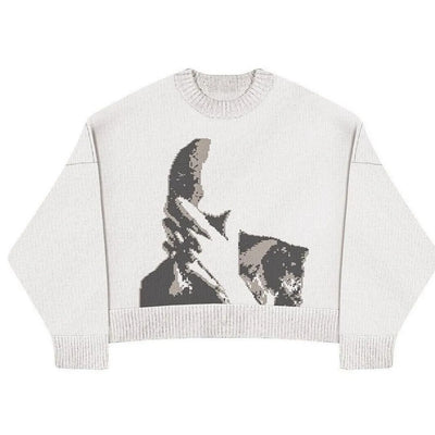CHARACTER PATTERN LOOSE RETRO KNIT SWEATER