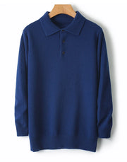 Merino Wool Cardigans Men Lapel Pullover sweatshirt