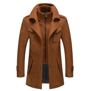 Thickended Men's Wool Blend Winter Double Collar jacket