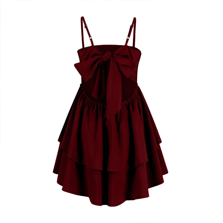 New Popular Backless Bow Suspender Dress