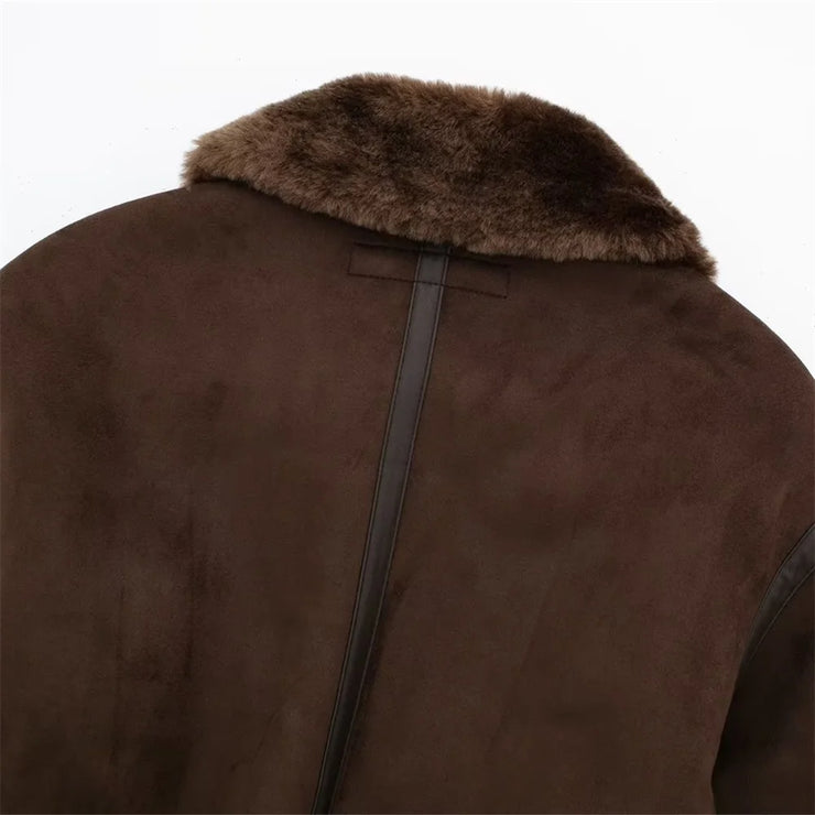 Luxury Standing Neck Contrast Strap Decoration Loose Double sided Jacket
