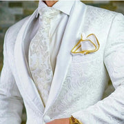 Luxury White Jacquard one button slim fit suit