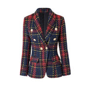 Scotticize Vintage Thick Woolen Red Plaid Pattern Slim Fit Blazer
