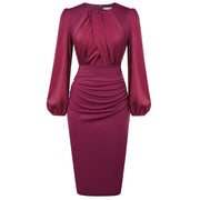 Long Sleeve Crew Neck Bodycon Midi Dress