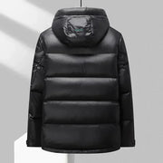 Men's Hooded Down Red Shiny Cold-Resistant Jacket