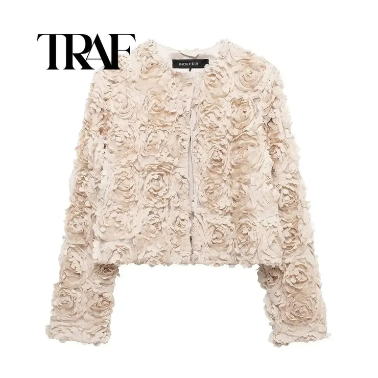 Women's Long Sleeve Flower Decorative Jacket
