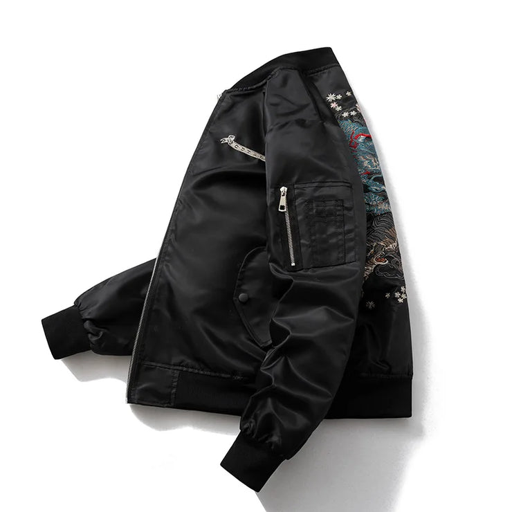 Luxary tiger dragon embroidery vintage jacket