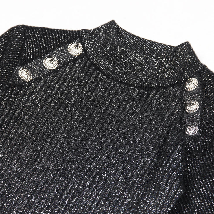 New Long Sleeve Round Neck Slim Midi Knit Dress