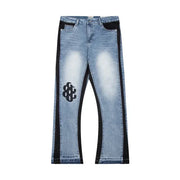 high street trendy loose straight micro-flared long trousers