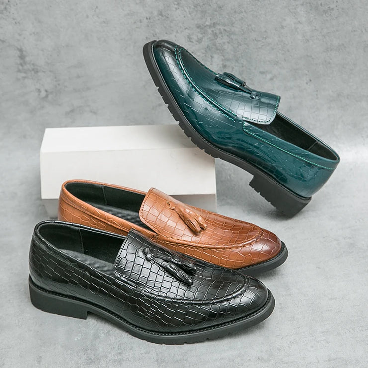 NEW LUXURY BUSINESS CROCODILE PATTERN LEATHER LOAFERS