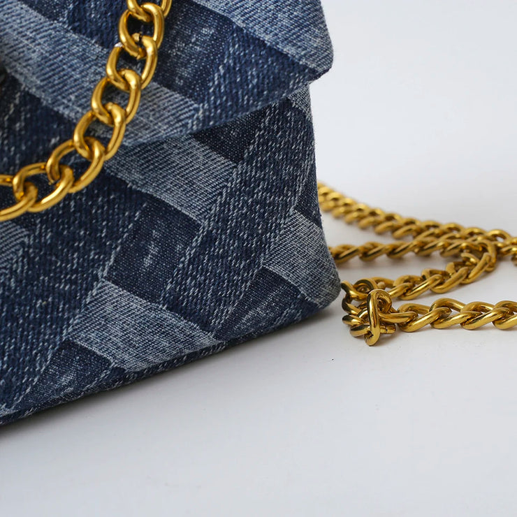 DESIGNER RETRO EAGLE HEAD CROSSBODY DENIM STYLE MESSENGER BAG