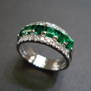 Luxury Dark Green Square Cubic Zirconia Ring