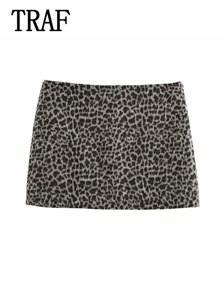ANIMAL PRINT O NECK SINGLE BREASTED SHORT WOMEN SUIT