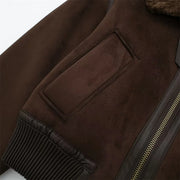 Luxury Standing Neck Contrast Strap Decoration Loose Double sided Jacket