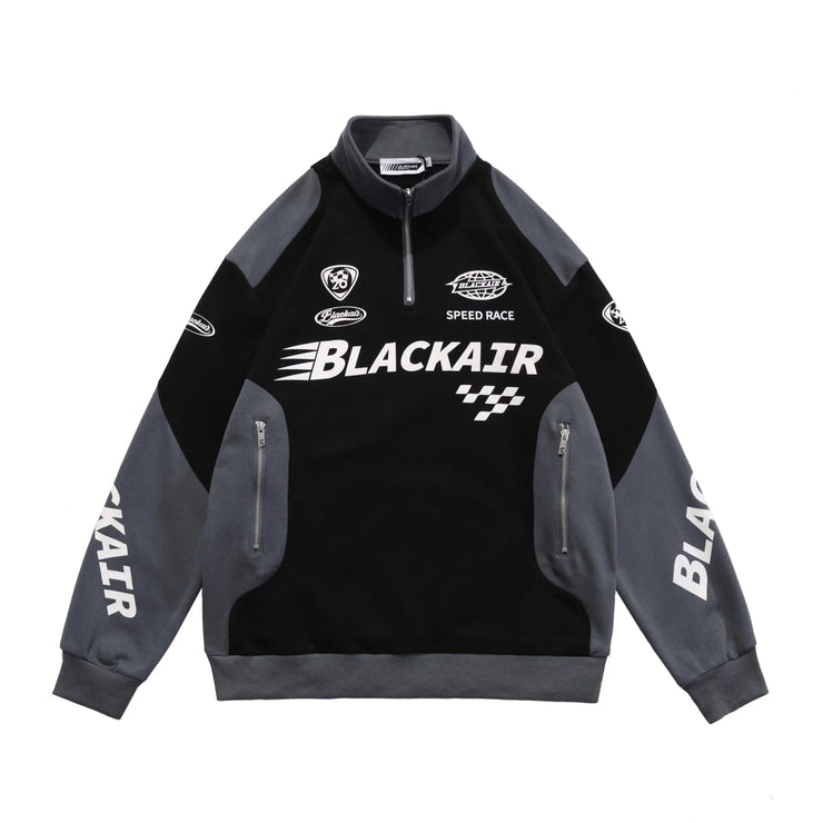 High Quality American Retro Half Zipper Racing Suit