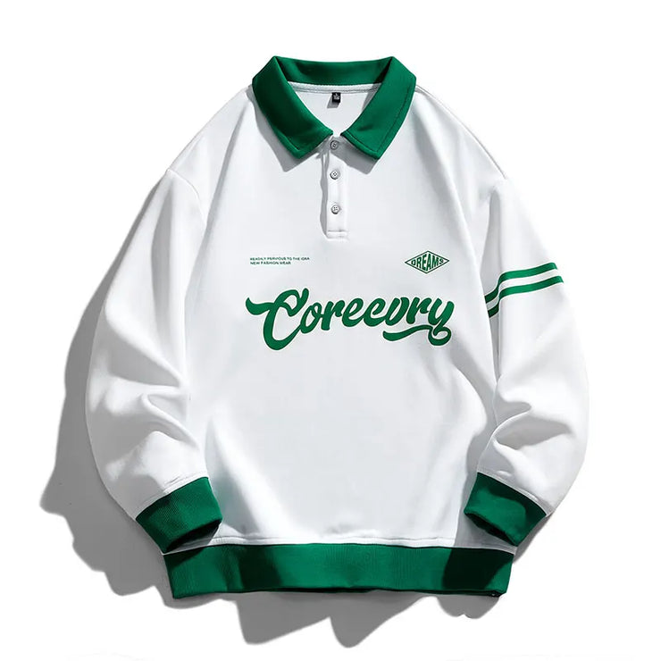 Men Oversized Contrasting Colors Lapel Sweatshirt