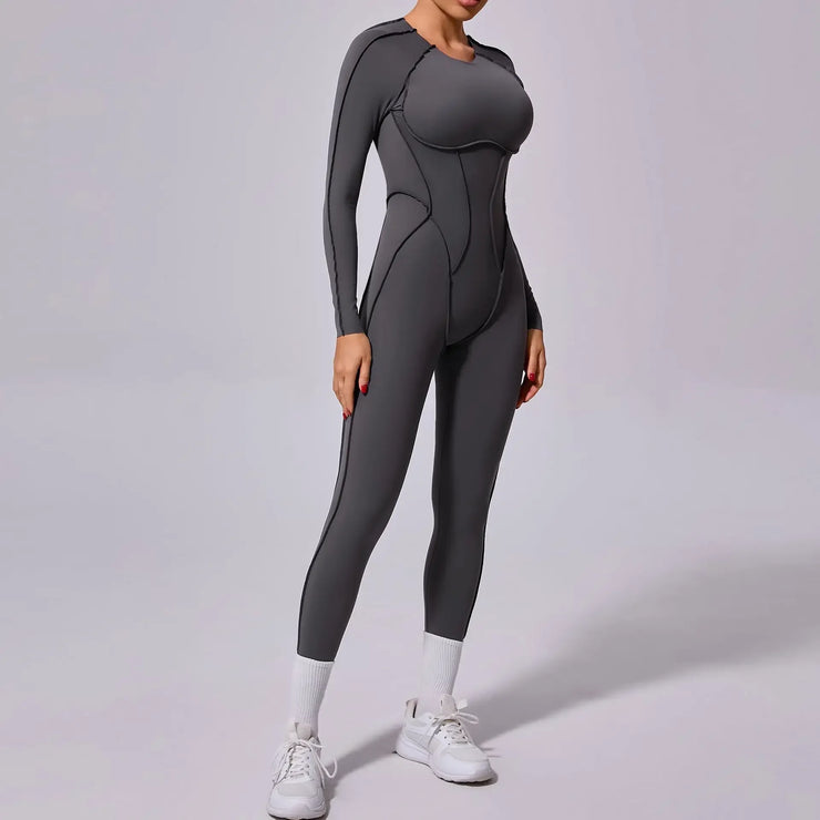 Backless Long-sleeved One-piece Jumpsuit