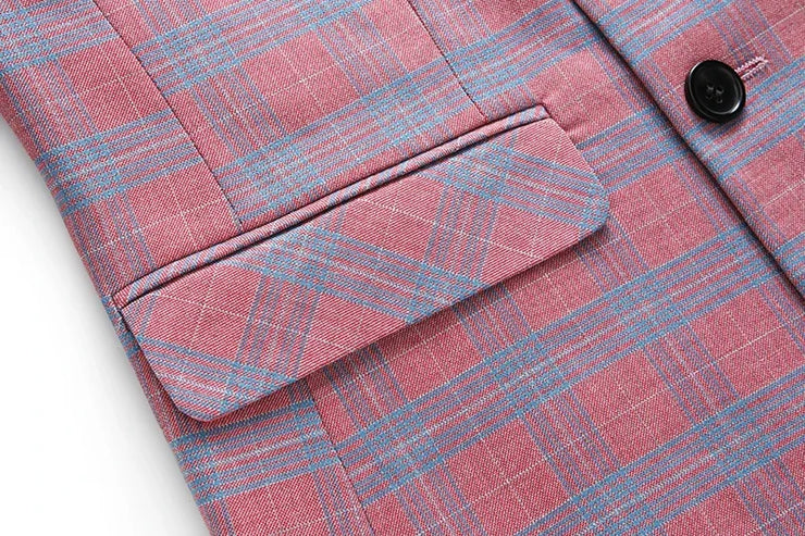 luxury Men's Striped Plaid suit (Jacket +Pants+ Vest)