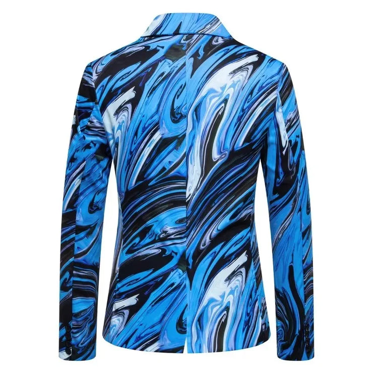 New Men's Fashionable Colored Printed Single Button Jacket