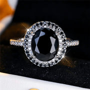 LUXARY BLACK ZIRCON STONE OVAL RING