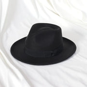 Retro Feather Fedoras Felt Wide Brim Jazz Cap
