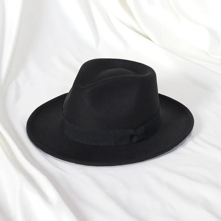 Retro Feather Fedoras Felt Wide Brim Jazz Cap