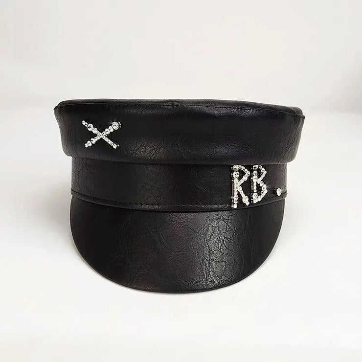 Designer Leather Diamond RB Letter Caps