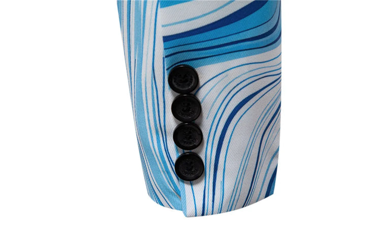Fashionable Wave Printed Casual Single Button Blazer