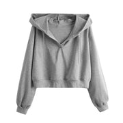 Women's Cropped Long Sleeve Casual Pullover