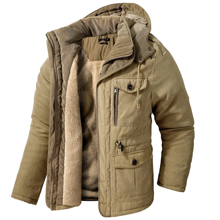 mens warm Outdoor Multi-pocket Windbreaker Jacket