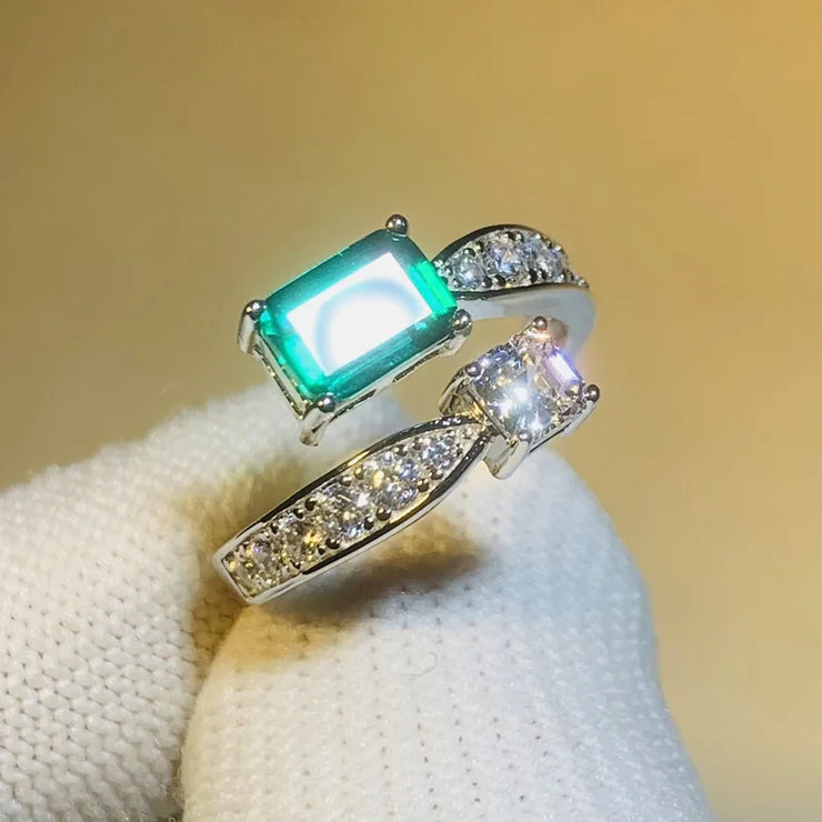Stylish Adjustable Brilliant Green Ring