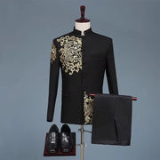 Luxury velvet Gold Embroidery special suit