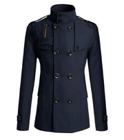 Men's Slim Fit Casual Double breasted Mid length jacket