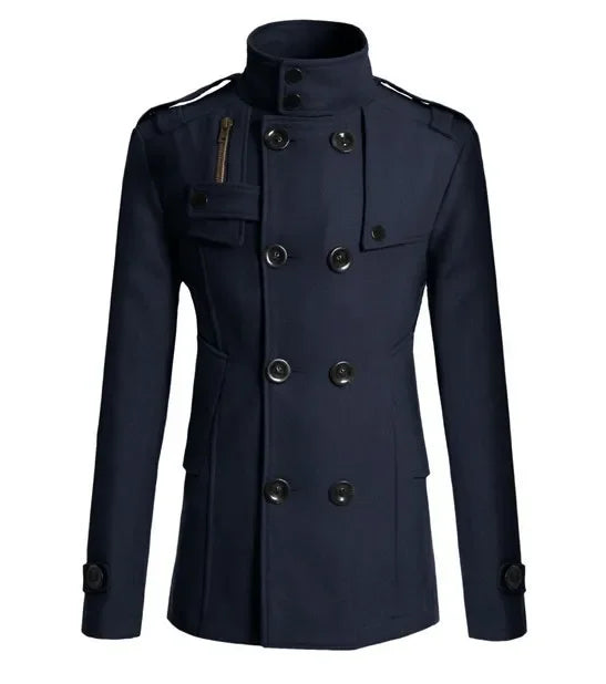Men's Slim Fit Casual Double breasted Mid length jacket