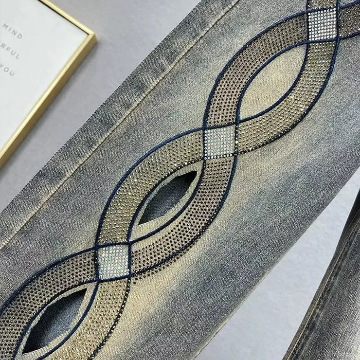 Designer embroidery hign west denim