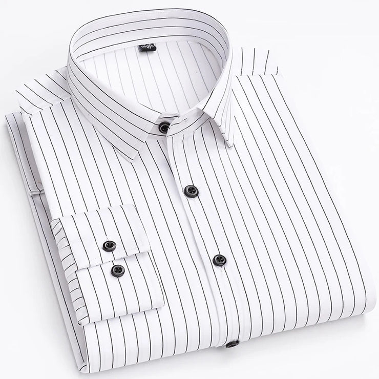 Men's new solid long sleeve casual formal shirt