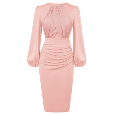 Long Sleeve Crew Neck Bodycon Midi Dress
