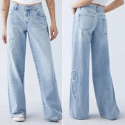 Women's Butterfly Embroidery Vintage High Street Denim