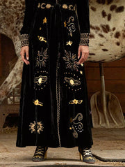 LUXARY VELVET FALL BELT LONG BRITISH STYLE OVERCOAT