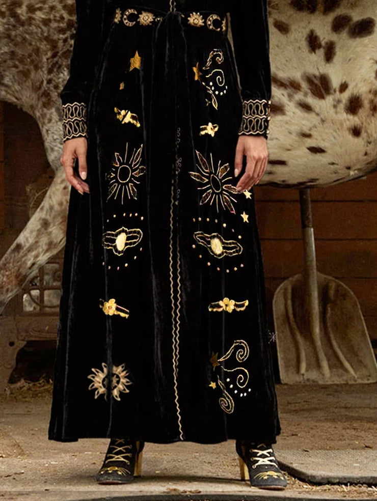 LUXARY VELVET FALL BELT LONG BRITISH STYLE OVERCOAT