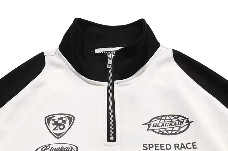 High Quality American Retro Half Zipper Racing Suit