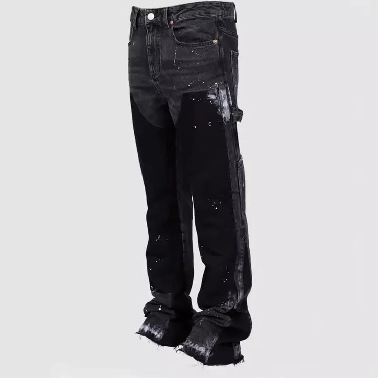 European and American Fashion Workwear Elastic Patchwork Denim