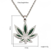 Rhinestone Weed Pendant Necklace
