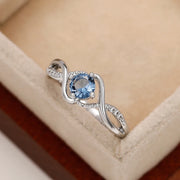 Modern Charming Blue Cubic Zirconia High-Quality Silver Color Ring