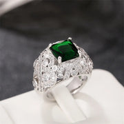 Elegant Full Bling Iced Out Green Ring