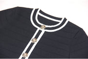 Luxury Short Sleeve Round Neck Stripe Slim Fit