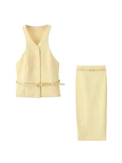 Women's Luxury High Waist Side Zipper Midi Skirt