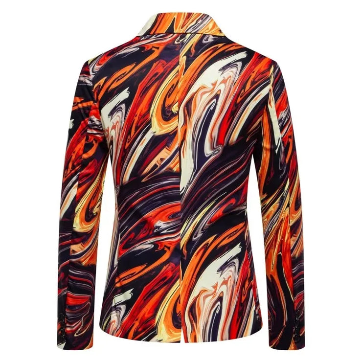 New Men's Fashionable Colored Printed Single Button Jacket