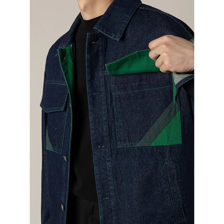 CELEBRITY VINTAGE CASUAL SPLICE DENIM JACKET