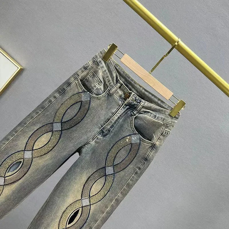 Designer embroidery hign west denim